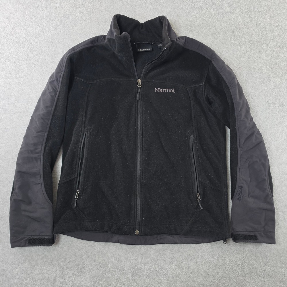Marmot Windstopper Fleece Jacket Mens Small Black Full Zip Gore-Tex Mock Neck